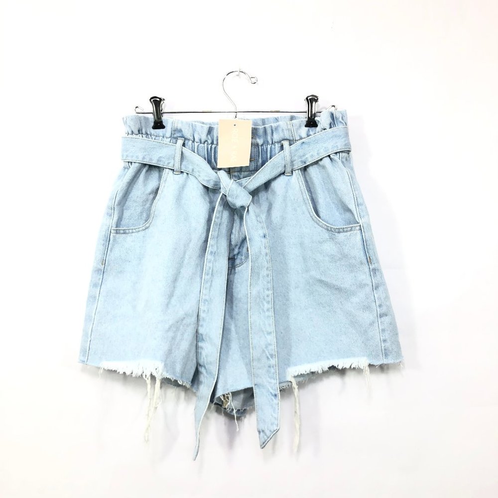 NWT Vervet Paper Bag High Waist Tie Raw Hem Shorts